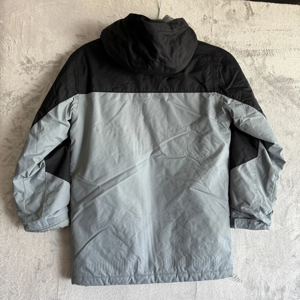 Columbia‎ Kids Grey Black Colorblock Outgrown Insulated Winter Hooded Jacket M